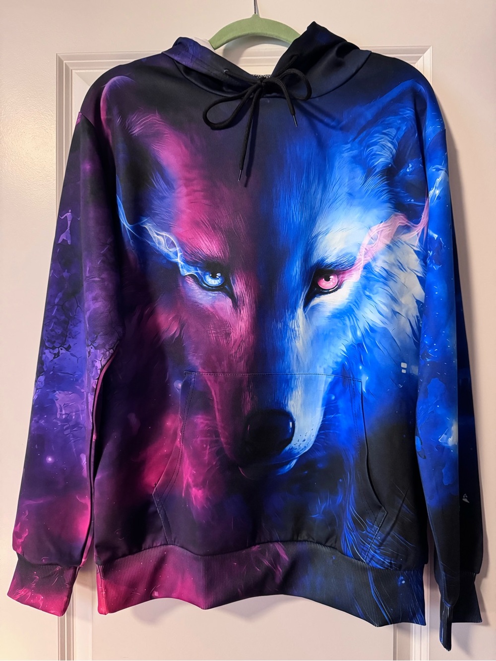 Galaxy Wolf Gradient Hoodie in Pink and Blue